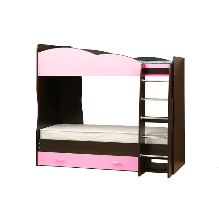Кровать детская двухъярусная "Юниор 2.1", 800  2000 мм, лдсп, цвет венге / светло-розовый от компании Интернет-гипермаркет «MALL24» - фото 1