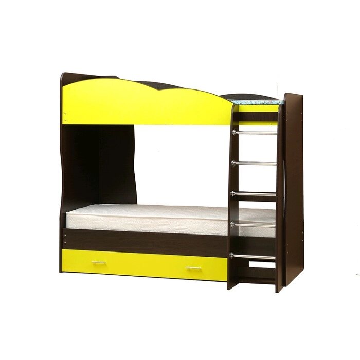 Кровать детская двухъярусная "Юниор 2.1", 800  2000 мм, лдсп, цвет венге / жёлтый от компании Интернет-гипермаркет «MALL24» - фото 1