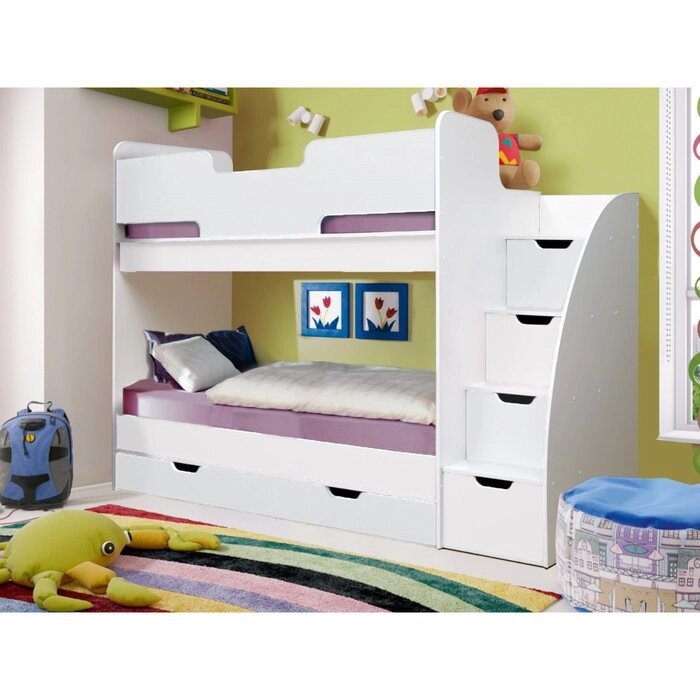 Кровать детская двухъярусная "Юниор 9", 800  1900 мм, цвет белый от компании Интернет-гипермаркет «MALL24» - фото 1