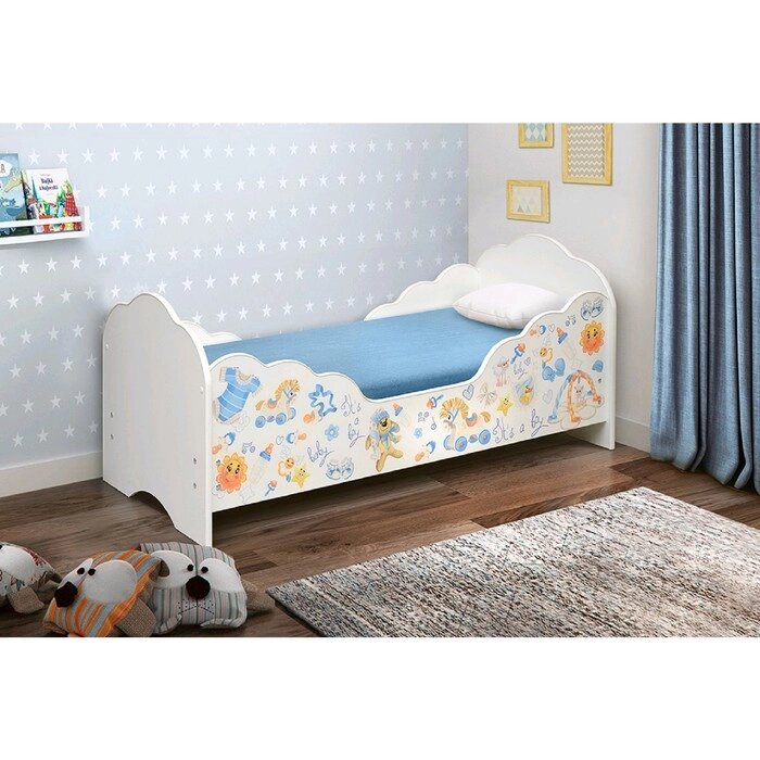Кровать детская "Малышка №3", 1400  600 мм, лдсп, цвет белый / фотопечать для мальчиков от компании Интернет-гипермаркет «MALL24» - фото 1