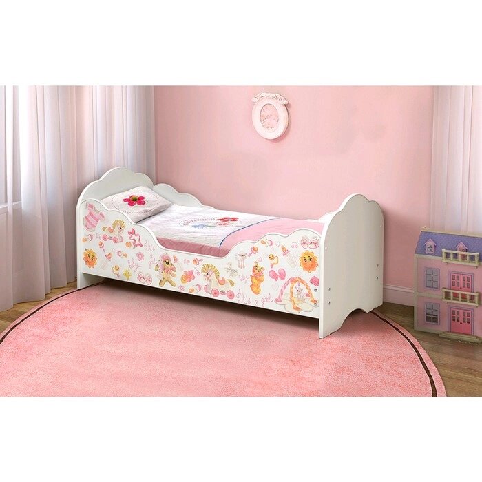 Кровать детская "Малышка №4", 1400  600 мм, лдсп, цвет белый / фотопечать для девочек от компании Интернет-гипермаркет «MALL24» - фото 1