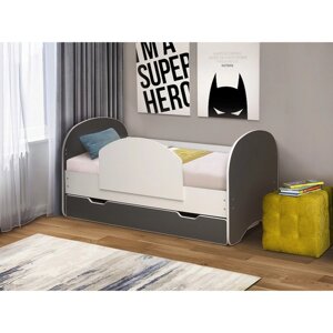 Кровать детская с бортиком и ящиком "Радуга", 700 1400 мм, цвет белый / графит