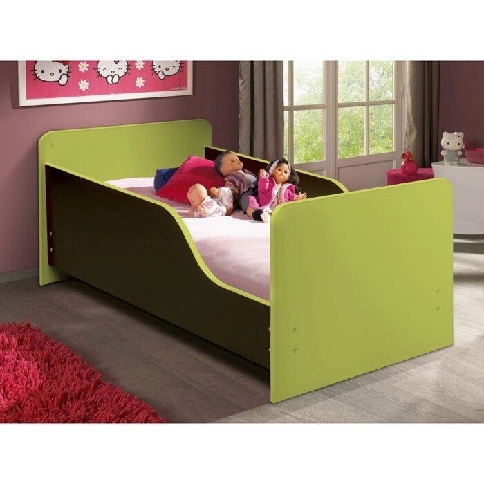 Кровать детская с бортом "Малышка №2", 600  1400 мм, цвет венге / лайм от компании Интернет-гипермаркет «MALL24» - фото 1