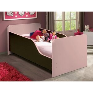 Кровать детская с бортом "Малышка №2", 600 1400 мм, цвет венге/ярко-розовый