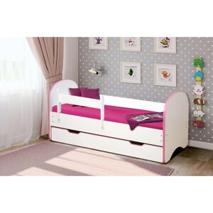 Кровать детская с бортом "Радуга", 1 ящик, 700 1400 мм, цвет белый / кант светло-розовый