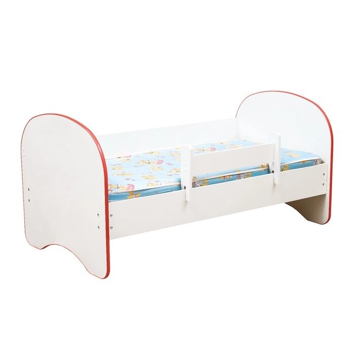 Кровать детская с бортом "Радуга", без ящика, 700  1400 мм, цвет белый / кант красный от компании Интернет-гипермаркет «MALL24» - фото 1
