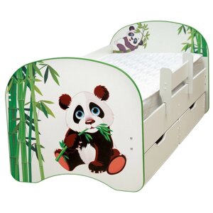 Кровать детская с фотопечатью "Панда", с 2-мя ящиками, 800 1900 мм, цвет белый