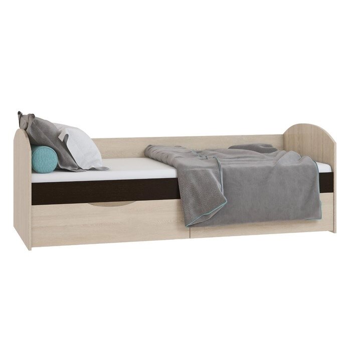 Кровать "Ева" с ящиками, 800  2000 мм, цвет дуб сонома / дуб венге от компании Интернет-гипермаркет «MALL24» - фото 1