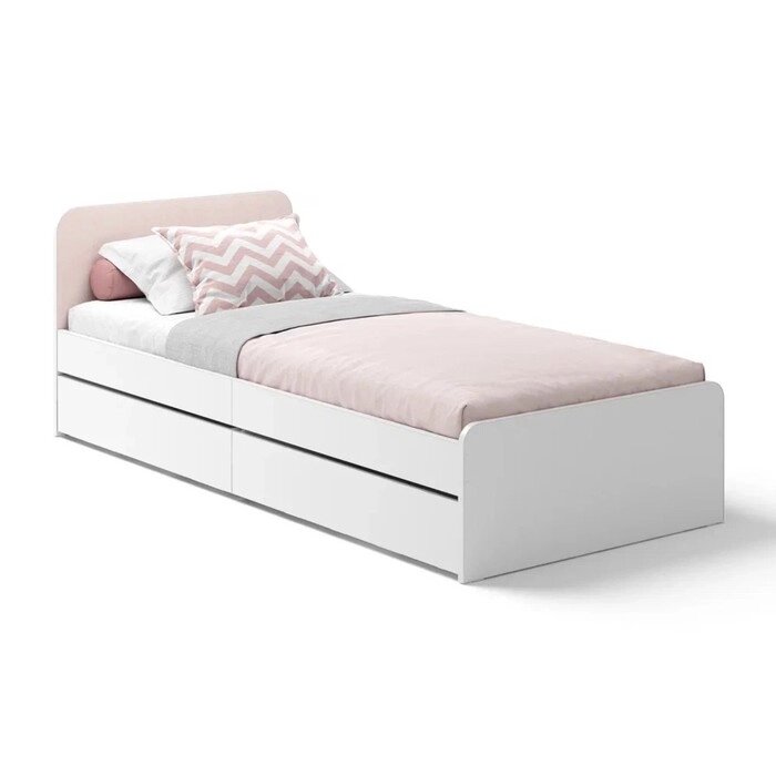 Кровать "Хедвиг", ортопедическое основавние, ящики, 200х90 см, цвет розовый велюр от компании Интернет-гипермаркет «MALL24» - фото 1