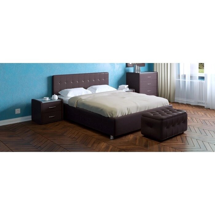 Кровать "Космопорт" без ПМ, 1600х2000, встроенное основание, цвет коричневый от компании Интернет-гипермаркет «MALL24» - фото 1
