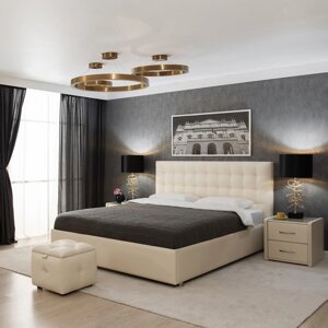 Кровать "Ла Скала" без ПМ, 140 200 см, встроенное основание, экокожа, цвет бежевый