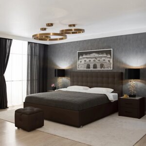 Кровать "Ла Скала" без ПМ, 140 х 200 см, встроенное основание, экокожа, цвет коричневый