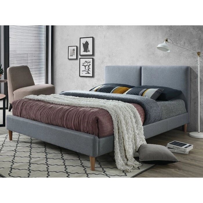 Кровать Линси с орт. основанием 1200х2000 Серый велюр от компании Интернет-гипермаркет «MALL24» - фото 1