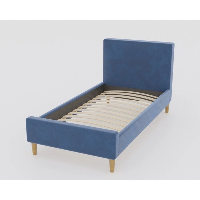 Кровать Линси с орт. основанием 1200х2000 Синий велюр от компании Интернет-гипермаркет «MALL24» - фото 1