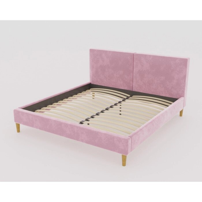 Кровать Линси с орт. основанием 1400х2000 розовый велюр от компании Интернет-гипермаркет «MALL24» - фото 1