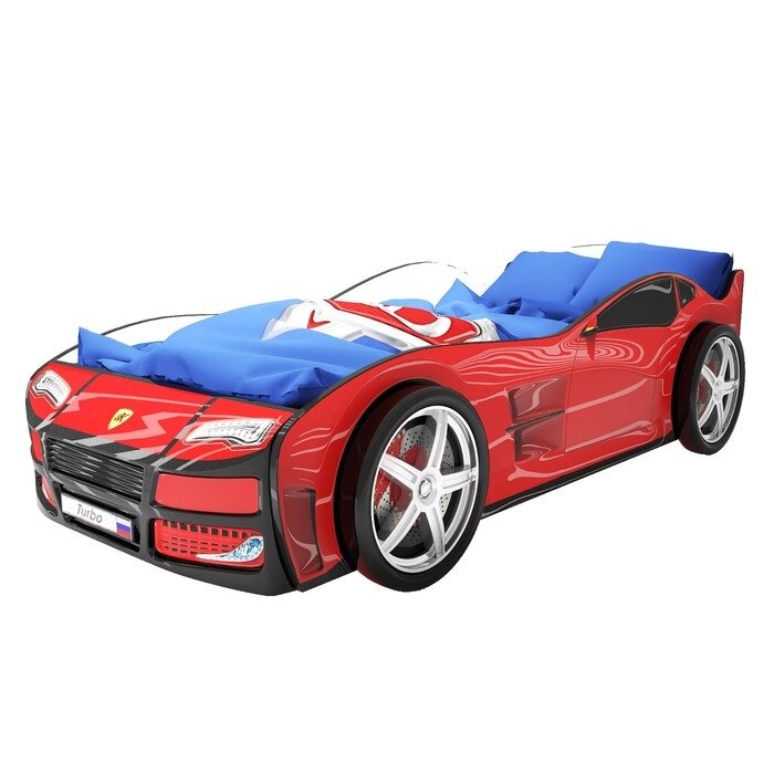 Кровать машина "Турбо красная", без подсветки, пластиковые колёса, 2 шт от компании Интернет-гипермаркет «MALL24» - фото 1