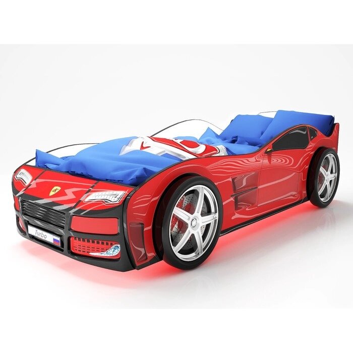 Кровать машина "Турбо красная", подсветка дна и фар, пластиковые колёса, 2 шт от компании Интернет-гипермаркет «MALL24» - фото 1