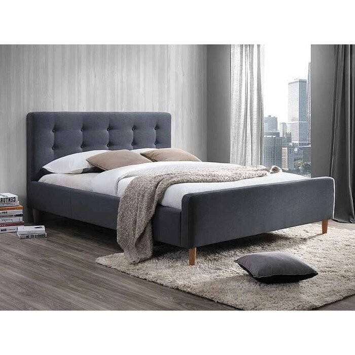 Кровать Мира с высоким изножьем 1200х2000 Серый велюр от компании Интернет-гипермаркет «MALL24» - фото 1