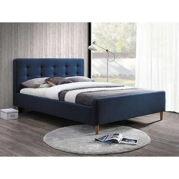 Кровать Мира с высоким изножьем 1200х2000 Синий велюр от компании Интернет-гипермаркет «MALL24» - фото 1