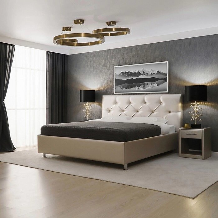 Кровать "Монблан" без ПМ, 140  200 см, встроенное основание, цвет бежевый от компании Интернет-гипермаркет «MALL24» - фото 1