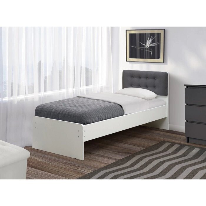 Кровать №6 с мягкой головной спинкой, 12001900 мм, велюр 032, цвет белый от компании Интернет-гипермаркет «MALL24» - фото 1