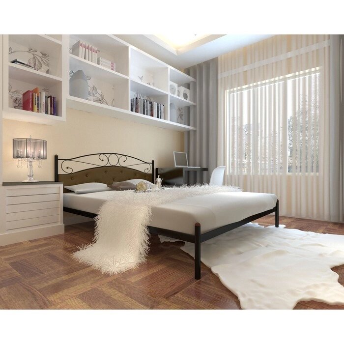 Кровать "Надежда", 1200  1900 мм, металл, изголовье мягкое, цвет чёрный от компании Интернет-гипермаркет «MALL24» - фото 1