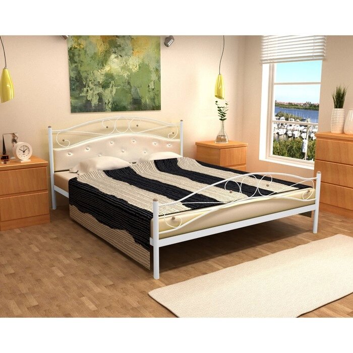 Кровать "Надежда Plus",1600  2000 мм, металл, изголовье мягкое, цвет белый от компании Интернет-гипермаркет «MALL24» - фото 1