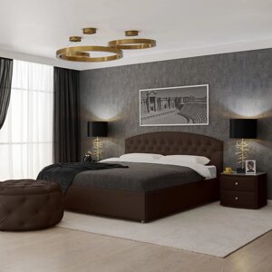 Кровать "Пальмира" без ПМ, 140 х 200 см, встроенное основание, экокожа, цвет коричневый