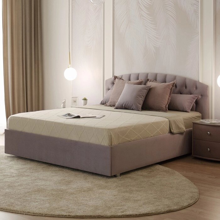 Кровать "Пальмира" без ПМ, 1500  1900 мм, встроенное основание, велюр, цвет velutto 11 от компании Интернет-гипермаркет «MALL24» - фото 1
