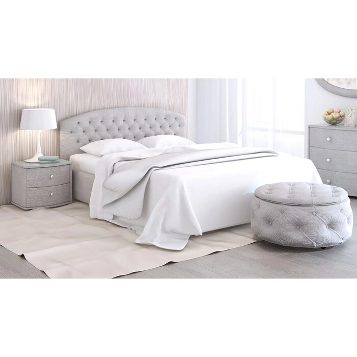 Кровать "Пальмира" с ПМ, 140  200 см, ортопедическое основание, рогожка, цвет серый от компании Интернет-гипермаркет «MALL24» - фото 1