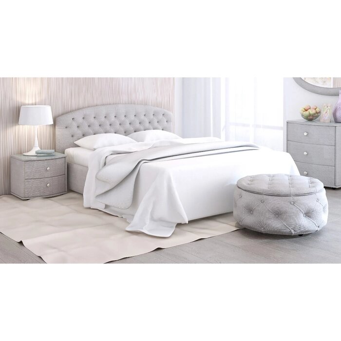 Кровать "Пальмира" с ПМ, 160  200 см, ортопедическое основание, рогожка, цвет серый от компании Интернет-гипермаркет «MALL24» - фото 1