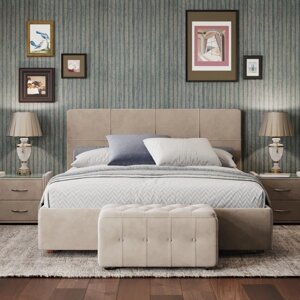 Кровать "Пантеон" без ПМ, 120190 см, встроенное основание, велюр, цвет велутто 16