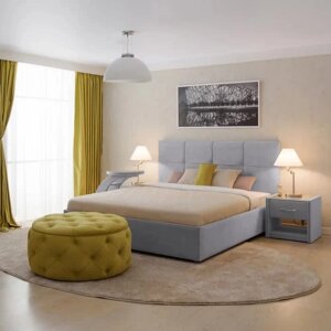 Кровать "Пантеон" без ПМ, 130190 см, встроенное основание, велюр, цвет велутто 51