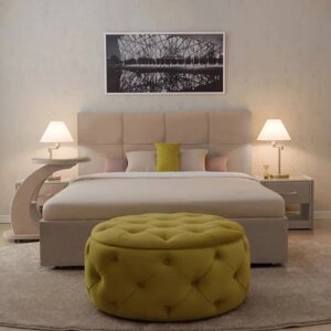 Кровать "Пантеон" без ПМ, 140210 см, встроенное основание, велюр, цвет california 102