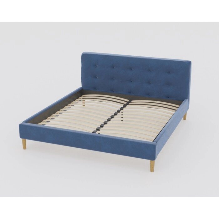 Кровать Пайли с орт. основанием 1400х2000 Синий Велюр от компании Интернет-гипермаркет «MALL24» - фото 1