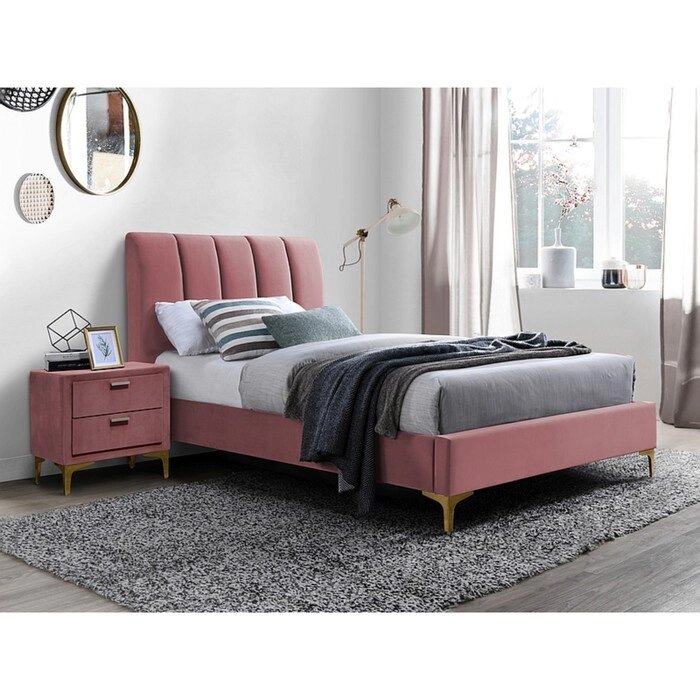 Кровать Рошаль с орт. основанием 1200х2000 Розовый велюр от компании Интернет-гипермаркет «MALL24» - фото 1