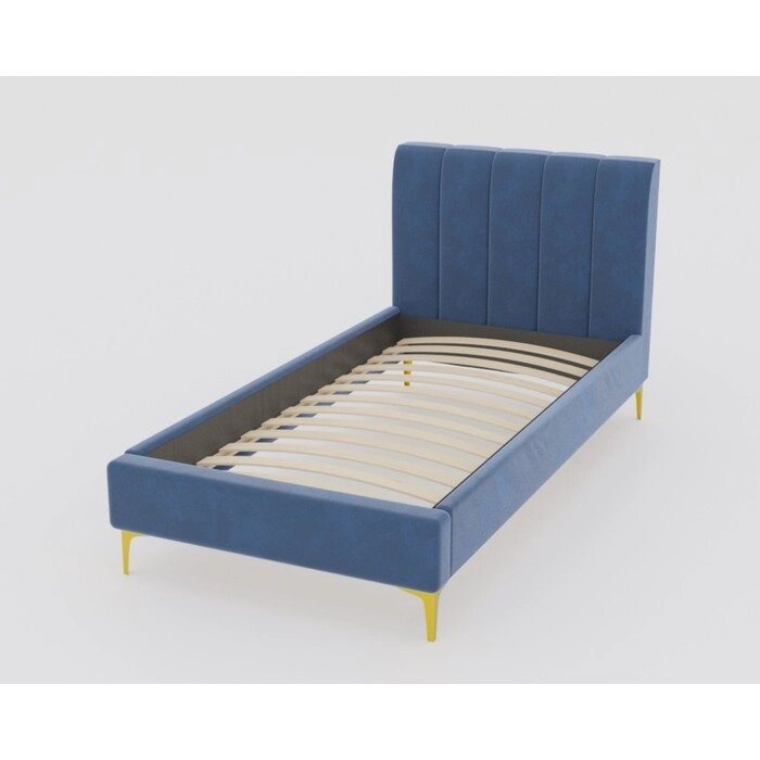 Кровать Рошаль с орт. основанием 1200х2000 Синий Велюр от компании Интернет-гипермаркет «MALL24» - фото 1