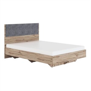 Кровать с мягким элементом "Николь №1.1", 140200 см, без основания, серый/дуб альпийский