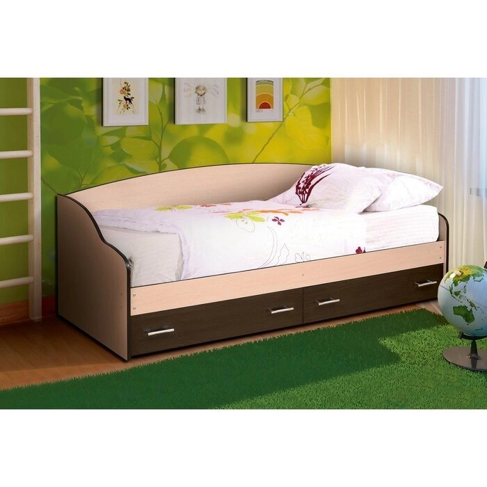 Кровать "Софа №3", 800  1900 мм, цвет дуб молочный/венге от компании Интернет-гипермаркет «MALL24» - фото 1