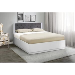 Кровать "Венеция 12.2", 14002000 мм, МДФ белый матовый, ткань велюр 032, ЛДСП белый