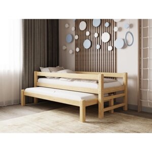 Кровать "Виго" с выдвижным спальным местом 2 в 1, 70 200 см, массив сосны, без покрытия