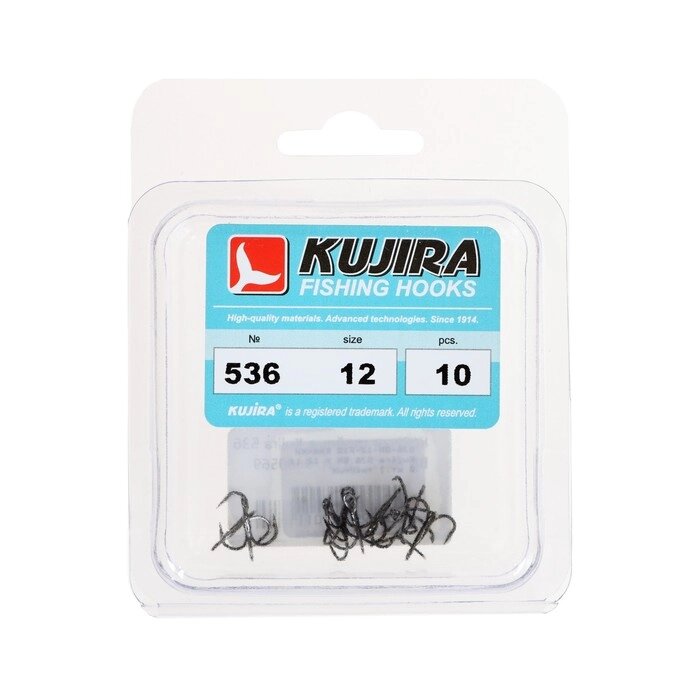 Крючки тройные Kujira 536, цвет BN, № 12, 10 шт. от компании Интернет-гипермаркет «MALL24» - фото 1