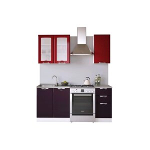 Кухня "Равенна Вива" со столешницей, размер 1.2 м, фасады МДФ, цвет бордо / фиолетовый