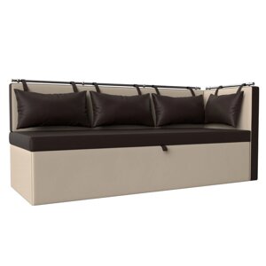 Кухонный диван "Метро с углом", механизм дельфин, экокожа, цвет коричневый / бежевый
