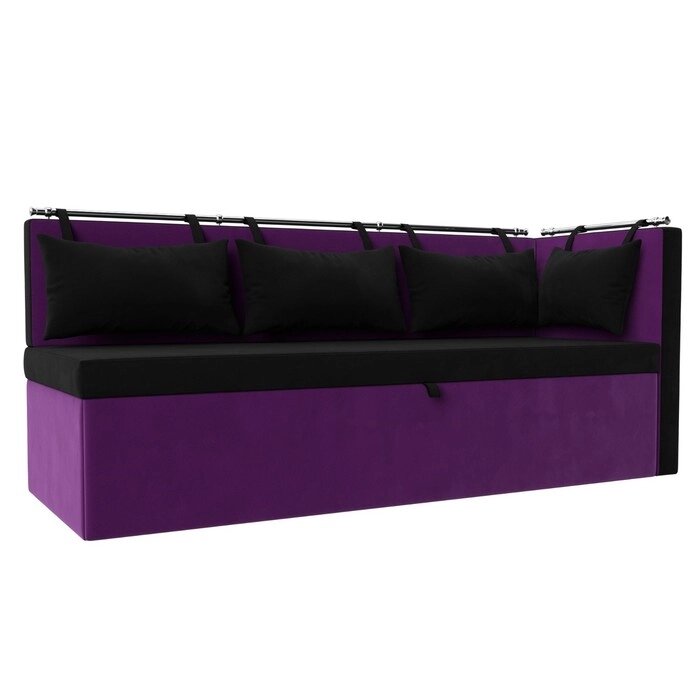Кухонный диван "Метро с углом", механизм дельфин, микровельвет, цвет чёрный / фиолетовый от компании Интернет-гипермаркет «MALL24» - фото 1