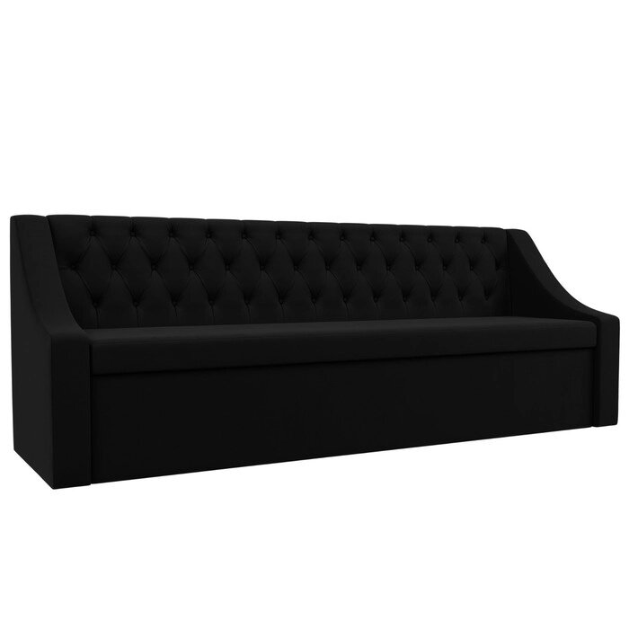 Кухонный прямой диван "Мерлин", механизм дельфин, микровельвет, цвет чёрный от компании Интернет-гипермаркет «MALL24» - фото 1