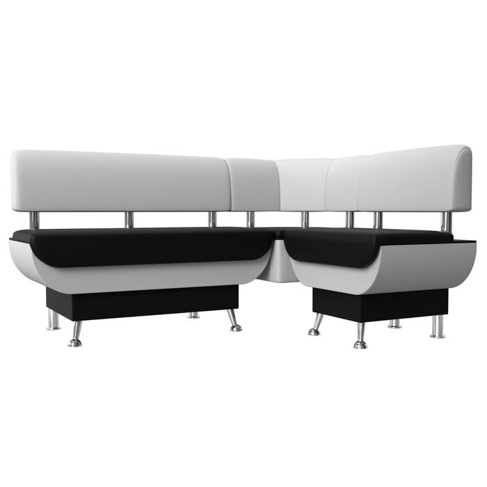 Кухонный угловой диван "Альфа", экокожа, цвет чёрный / белый от компании Интернет-гипермаркет «MALL24» - фото 1