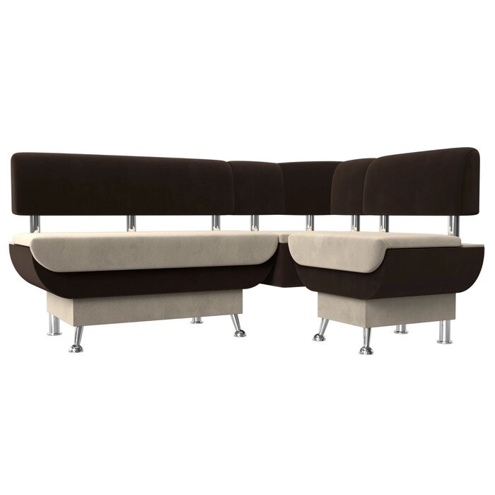 Кухонный угловой диван "Альфа", микровельвет, цвет бежевый / коричневый от компании Интернет-гипермаркет «MALL24» - фото 1