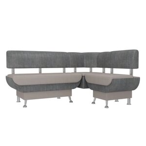 Кухонный угловой диван "Альфа", рогожка, цвет бежевый / серый