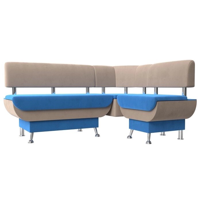 Кухонный угловой диван "Альфа", велюр, цвет голубой / бежевый от компании Интернет-гипермаркет «MALL24» - фото 1